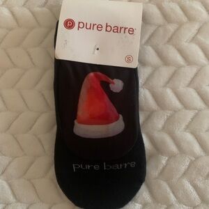 Pure Barre Festive Black Socks with Red Santa Hat